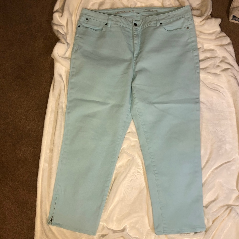 Talbots Heritage Crop Pants in color Aqua,  Sz. 18